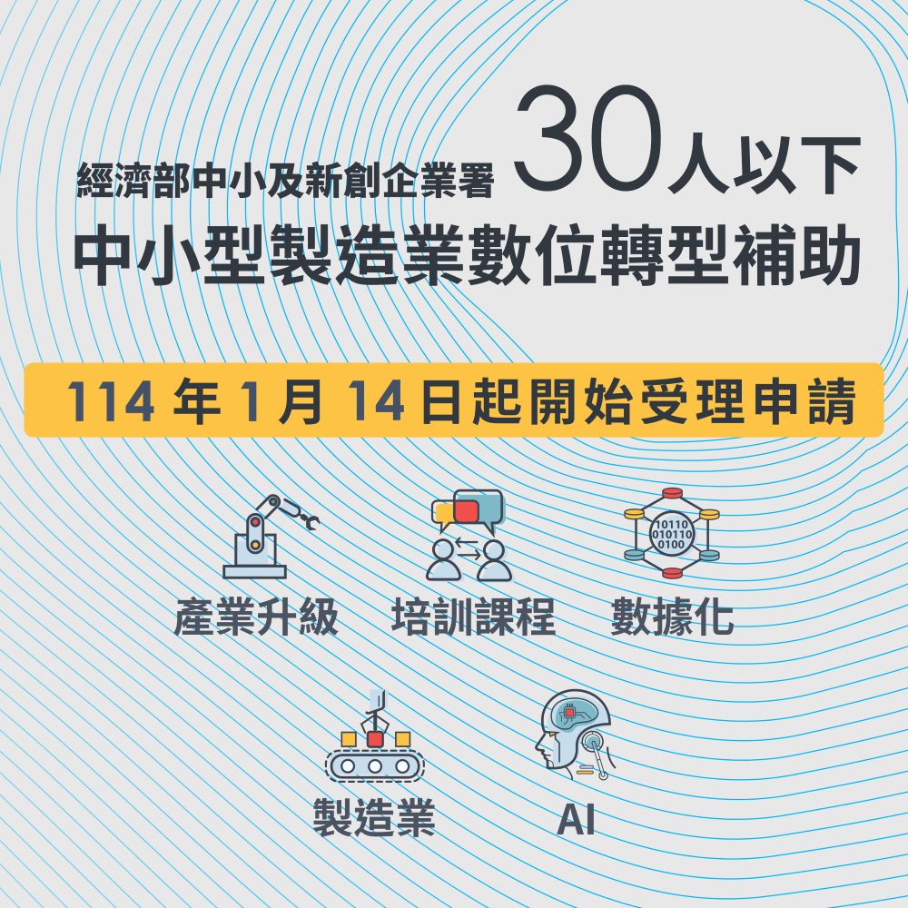 2025製造業數位轉型關鍵計畫！企業主必看 政府補助搶先申請！