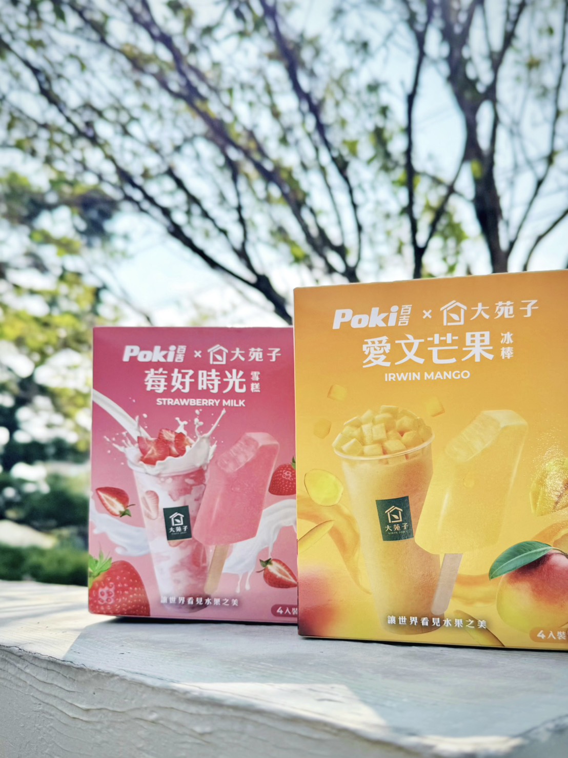 大苑子24歲週年慶,攜手台灣知名冰棒品牌「POKI百吉」,推出香甜爽口的「愛文芒果冰棒」,以及超濃郁草莓味的「莓好時光雪糕」。