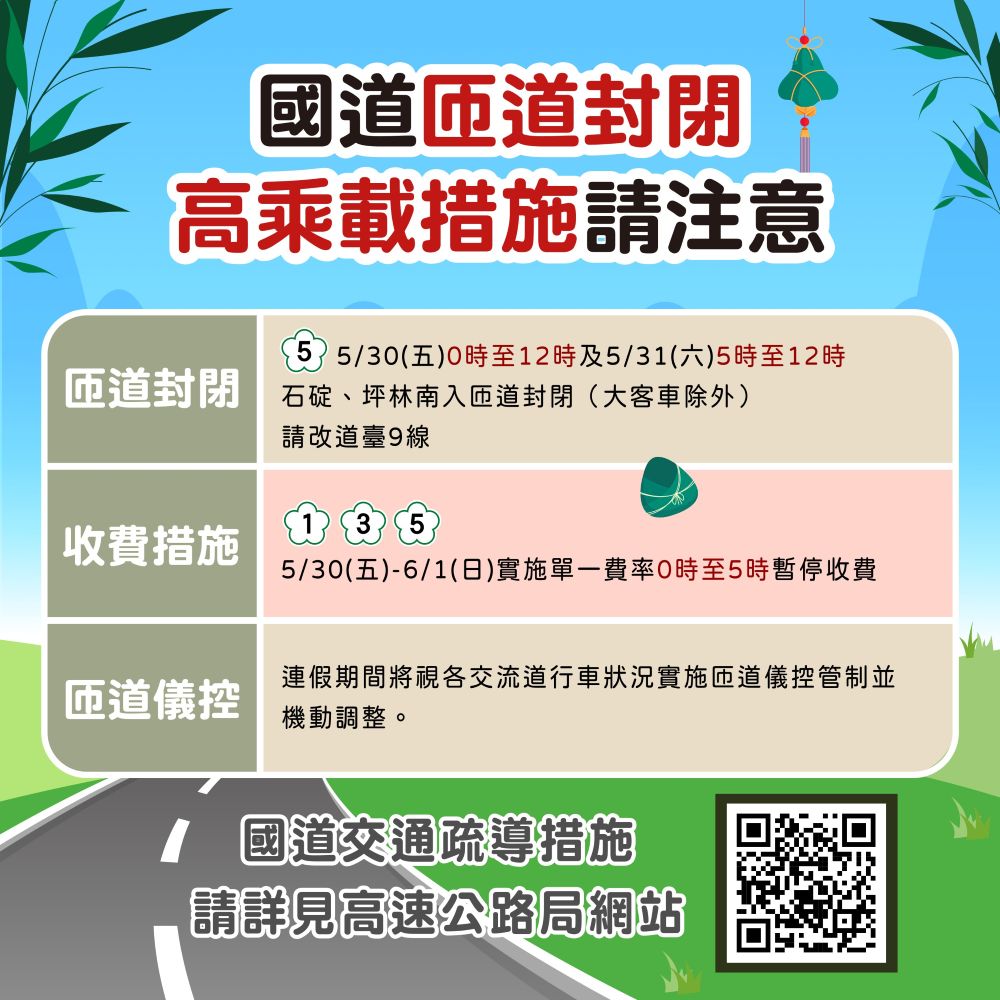 新北端午連假交通資訊懶人包-國道措施