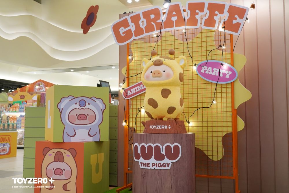 罐頭豬LuLu Animal Party 無憂動物村-快閃店場景8_80公分高長頸鹿動物主題造景