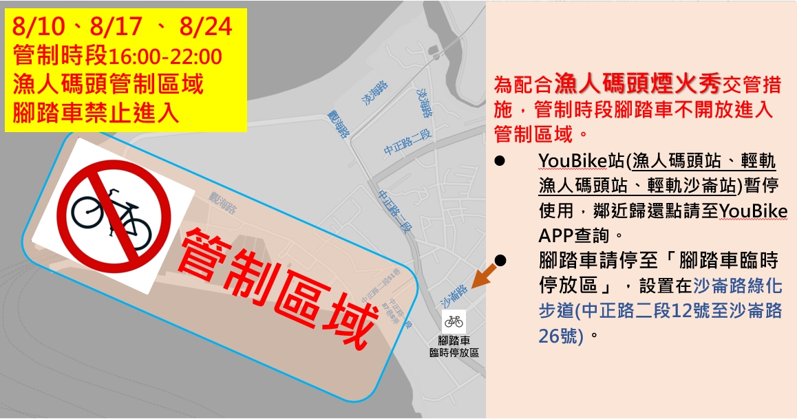 管制時段(1600-2200)腳踏車禁止進入管制區域