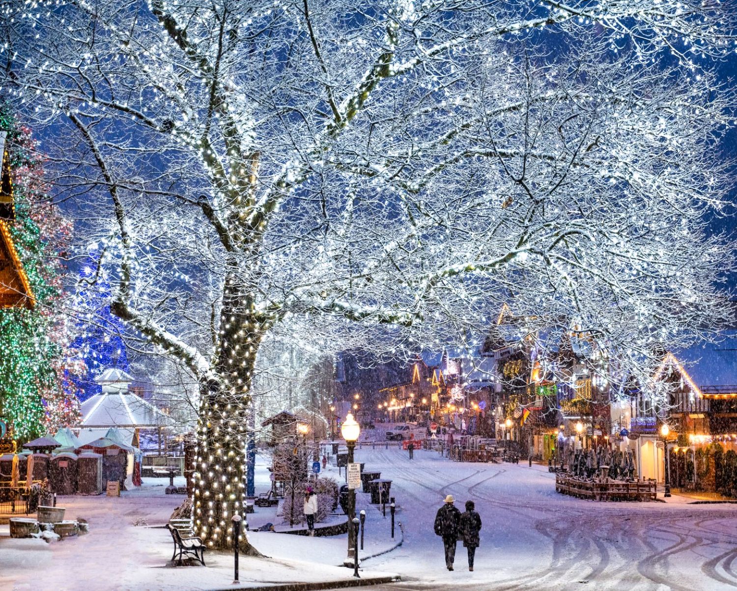 華盛頓州李文沃斯小鎮夢幻雪景