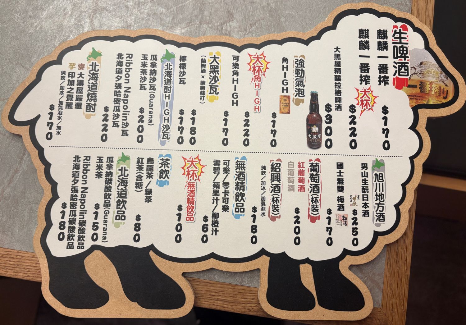 旭川成吉思汗 大黑屋-菜單(背)