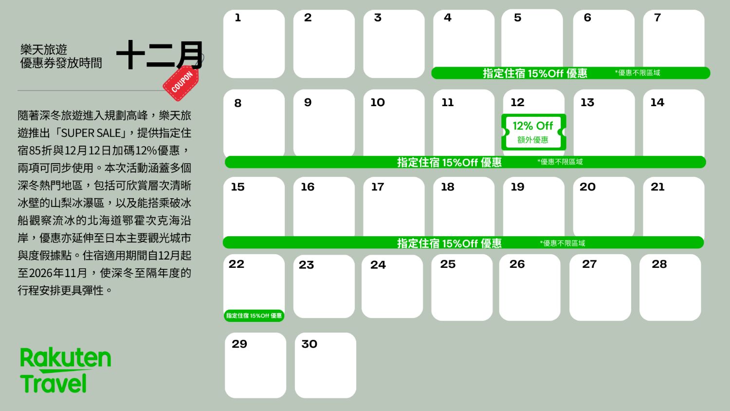 樂天旅遊12月活動示意圖