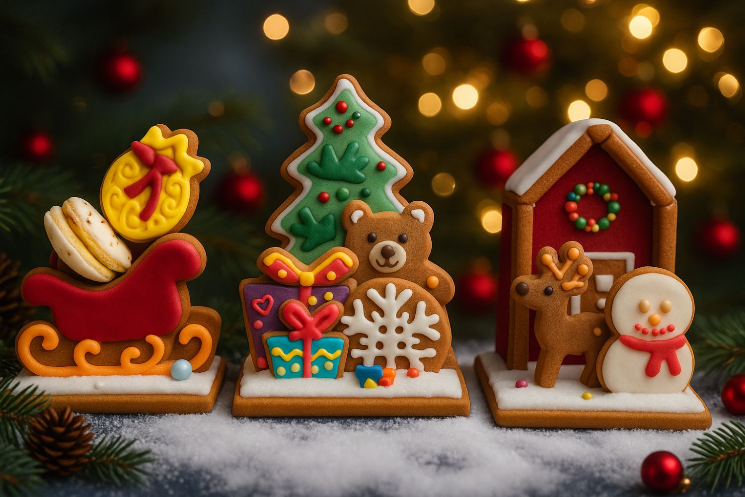 李建嶔主廚三款冬日小薑餅屋,分別是「聖誕雪橇甜心」、 「熊熊禮樹派對」、「馴鹿雪屋之夜」,都值得收藏品味