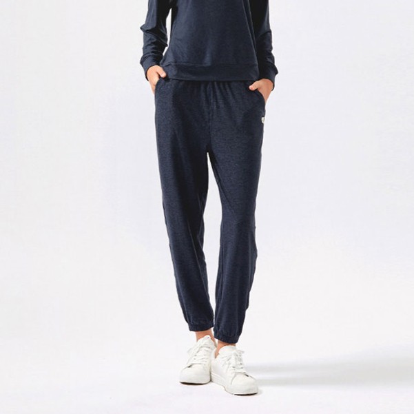 Hang Ten- AeroKnit空氣針織側口袋抽繩束口褲(丈青花紗