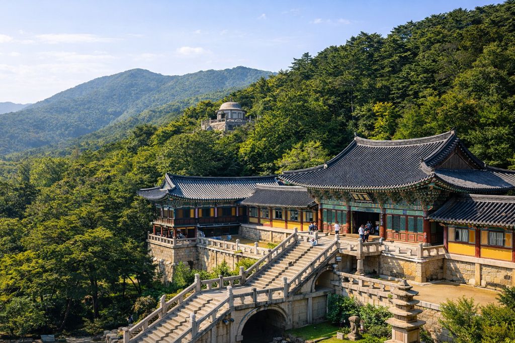 示意圖/AI生成之慶州線旅遊意象，結合佛國寺、石窟庵與古城山林氛圍。