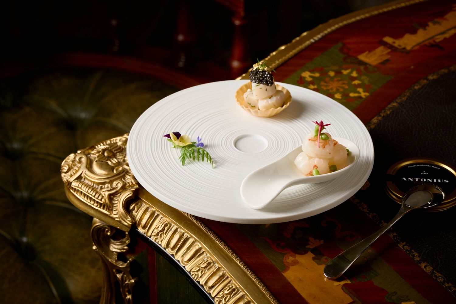 玉天璽 御品極致饗宴-紫蘇魚子元貝塔 翠玉珠圓炒蝦仁