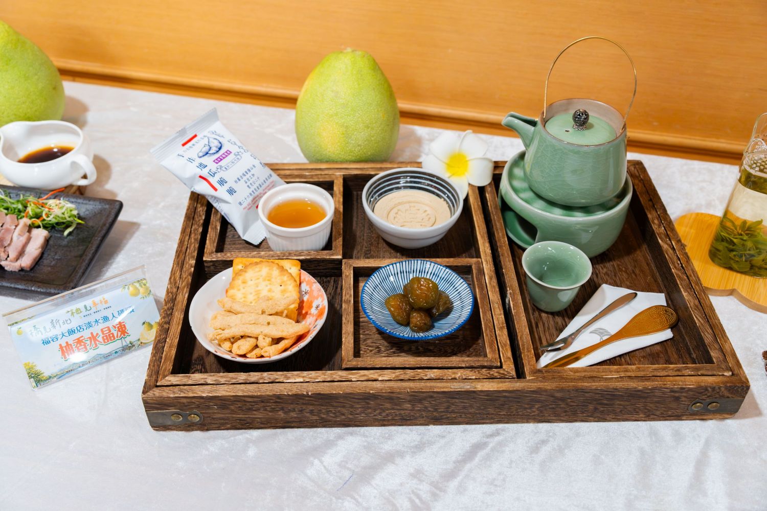 新北文旦柚與淡水漁人碼頭福容大飯店合作,研發推出柚香水晶凍